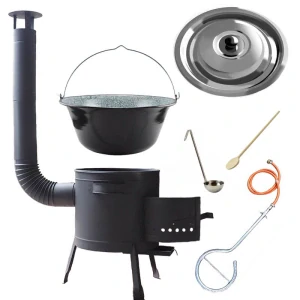 Smaltovaný kotlík (1,2 mm) 22 L + plynový horák k PB + nízka kotlina 42 PLUS 600 + nerezová pokrievka INOX